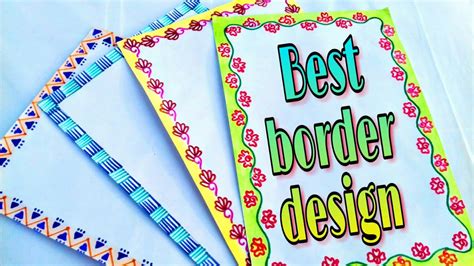 Border Design On Chart Paper With Stickers - Image to u