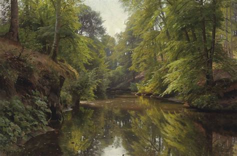 Peder Mork Monsted (Danish, 1859-1941) , Wooded River Landscape ...