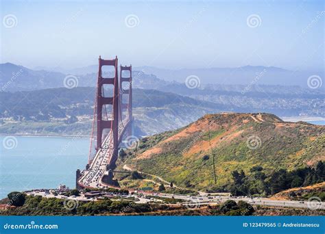 Aerial View of Golden Gate Bridge and the Freeway Stock Image - Image ...