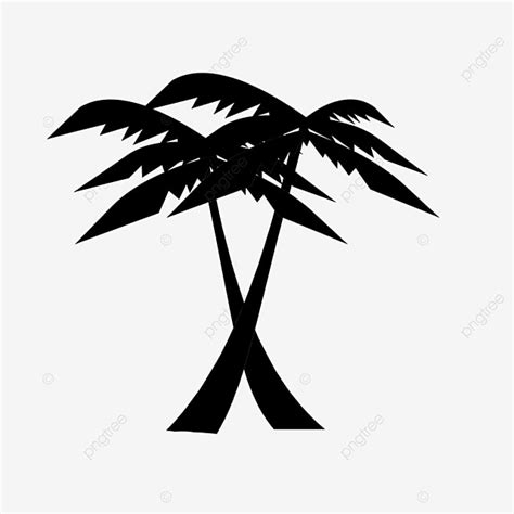 Two Palm Trees Silhouette Vector PNG, Palm Tree Silhouette Two, Tree ...