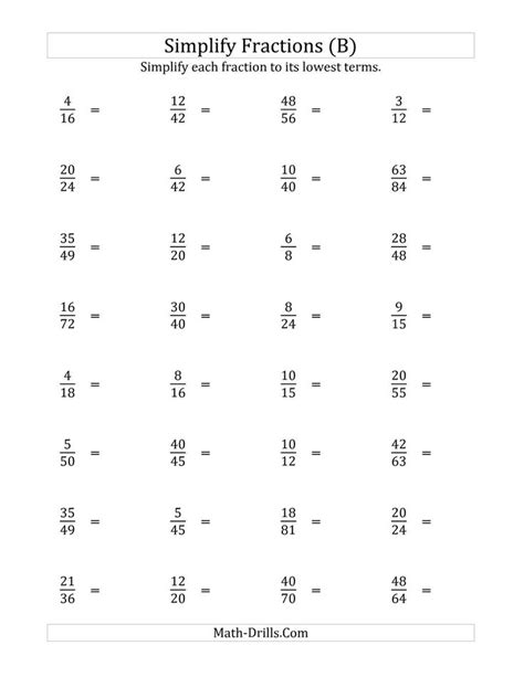 The Simplify Proper Fractions to Lowest Terms (Harder Version) (B) Math ...