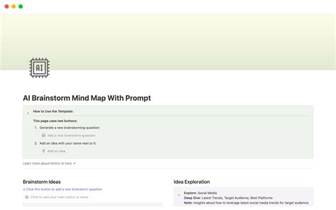 AI Brainstorm Mind Map With Prompt | Notion Template