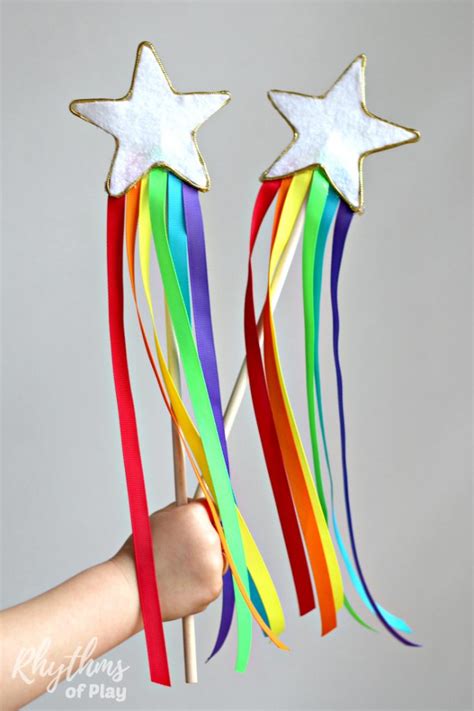 Rainbow Ribbon Magic Wand DIY Toy for Kids | Rainbow crafts, Rainbow ribbon, Ribbon crafts