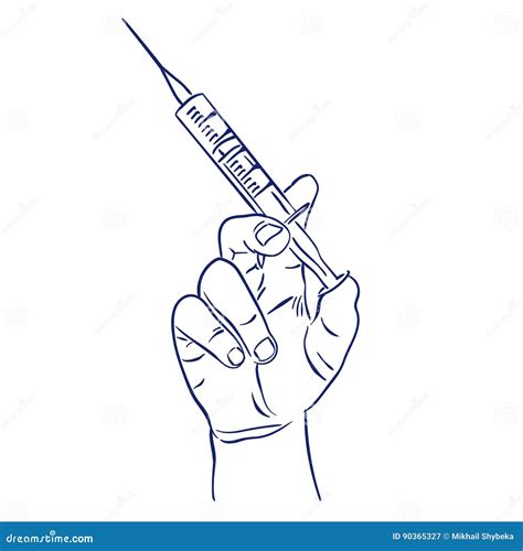 Syringe in Hand for Injection Stock Vector - Illustration of isolated ...