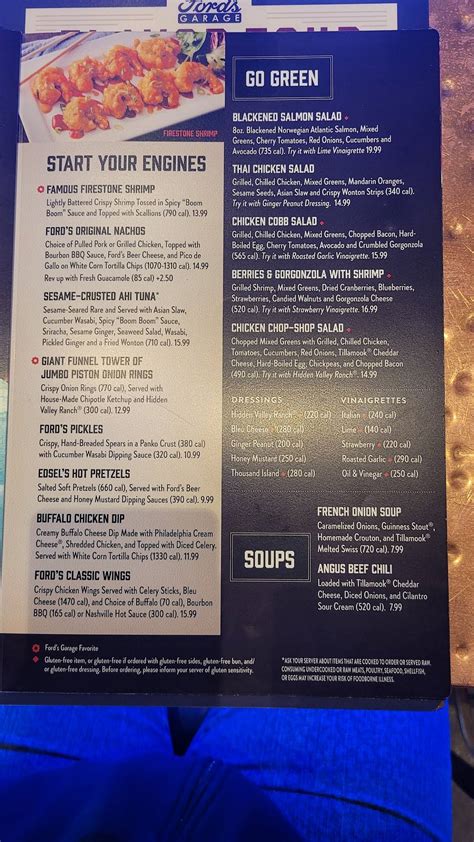 Menu at Ford's Garage Novi pub & bar, Novi