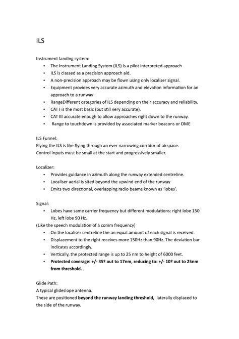 ILS - Notes for subject - ILS Instrument landing system: - The Instrument Landing System (ILS ...