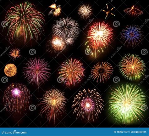 Multi Colored Fireworks Collection Stock Illustration - Illustration of color, fourth: 15232173