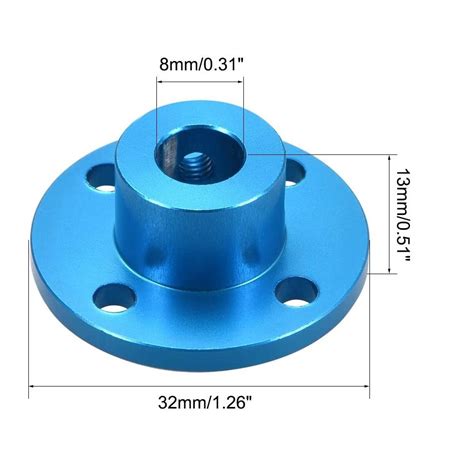 FSC04 8mm Aluminum Anodized Blue Inner Dia H13D16 Rigid Flange Coupling Motor Guide Shaft ...