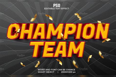 Champion team 3d Psd Text Effect | Layer Styles ~ Creative Market