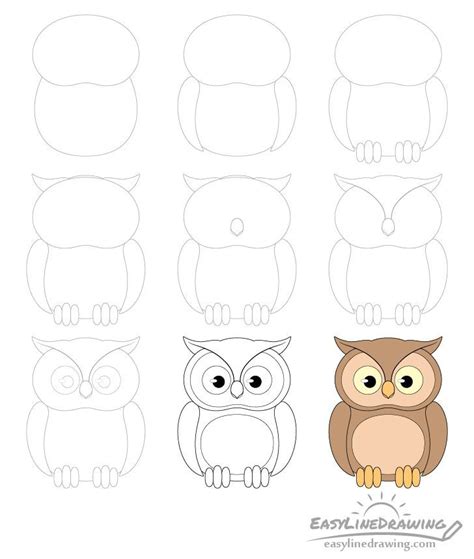 Owl Drawing Colorful ; Owl Drawing | Owl drawing simple, Owls drawing, Easy drawings