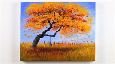 Autumn Tree Landscape Painting | Acrylic Painting | Autumn Tree Painting for Beginners - YouTube