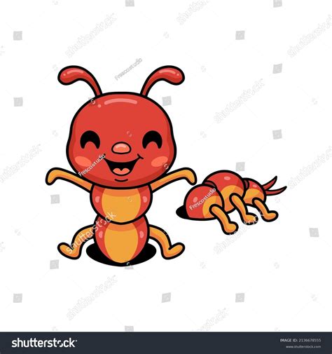 Cute Little Centipede Cartoon Character Stock Vector (Royalty Free) 2136678555 | Shutterstock