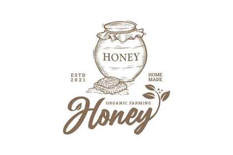 Premium Vector | Vintage hand drawn organic honey farming logo