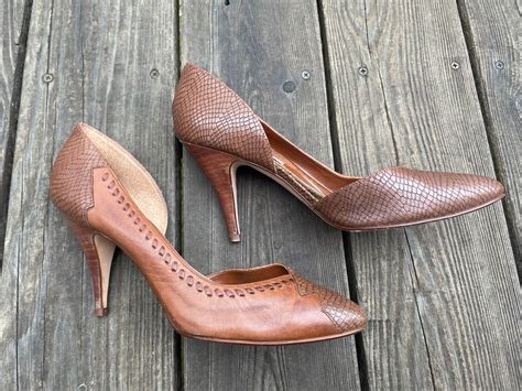 Classic Brown Leather Pointed Toe High Heel Pumps Size 8.5/9 w | Etsy