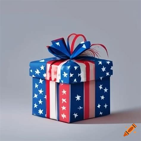 Patriotic gift box with stars and stripes design on Craiyon