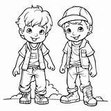 Premium Vector  Cheerful little boys coloring Page For Kids sketch template