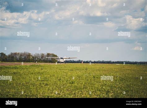 Airdrome with light aircraft under beautiful sky Stock Photo - Alamy