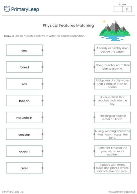 Geography: Physical Features Matching Activity | Worksheet ...