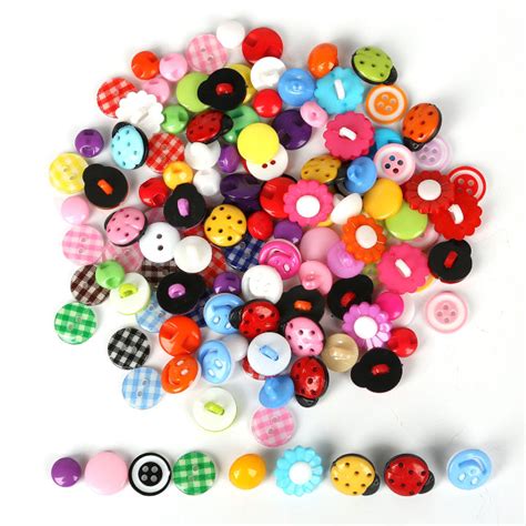 50pcs/bag Cute Round Flower Ladybug Acrylic Buttons DIY Scrapbooking Sewing Button Sewing ...