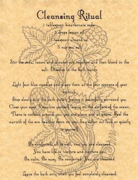 Cleansing Ritual, Book of Shadows Page, BOS Pages, Rare Wiccan Spells ...