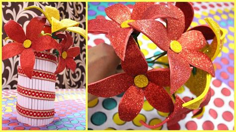 DIY Glitter Paper crafts I Easy Gift ideas I Make glitter sheet flowers at home I Creative Diaries