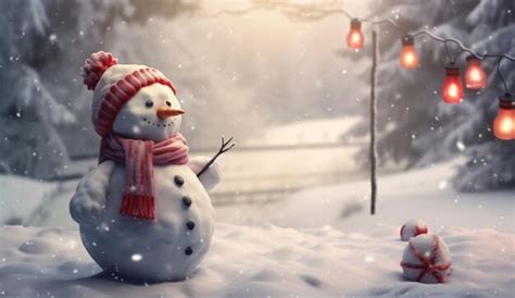 Premium Photo | Adorable Snowman in a Winter Wonderland