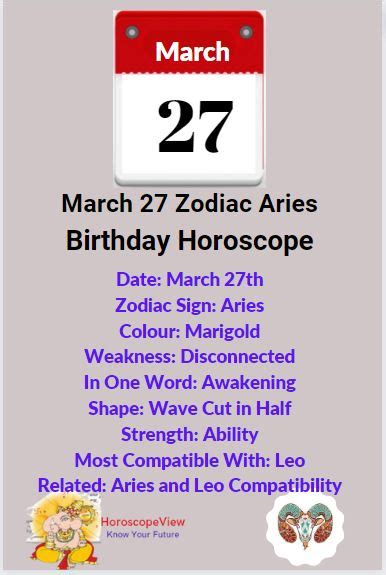 March 27 Zodiac Sign Aries - Personality, Love & Money