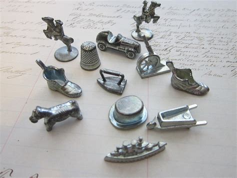 12 vintage monopoly pieces cast metal extra horse and shoe