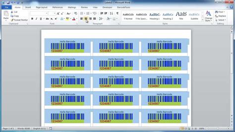 Barcode Label Template Word