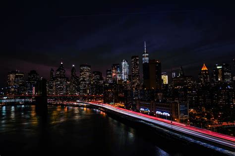 New York City Wallpaper 4K, Night view, Cityscape