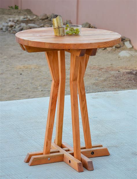 Round Redwood Cocktail Table - Custom Made Wood Tables