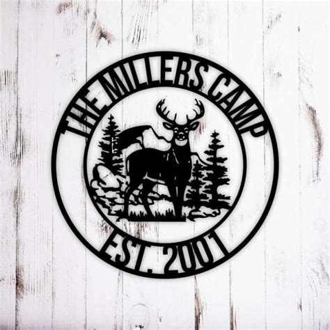 Personalized Deer Camp Sign Deer Antler Decor Deer Hunter Gift Sign For ...