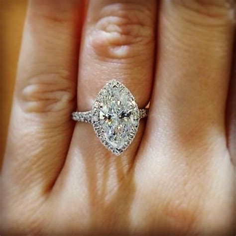 2 carat marquise Center Diamond with custom Halo, Single Row Diamond Shank Engagement ...