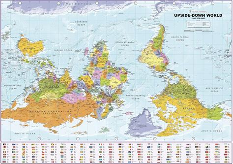 Upside Down World Wall Map The Map Shop World Map Framed World Map ...