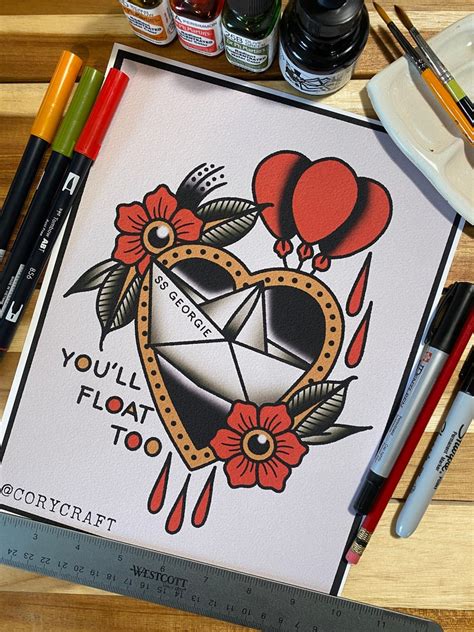 IT you'll Float Too SS Georgie Tattoo Art - Etsy