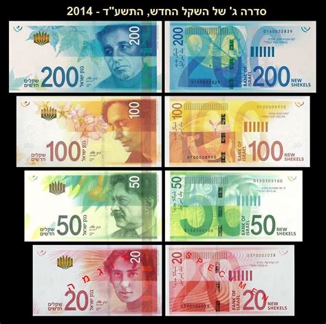 Israel New Banknotes Full Set. Last two 20 & 100 New Shekels, were released to Circulation on ...