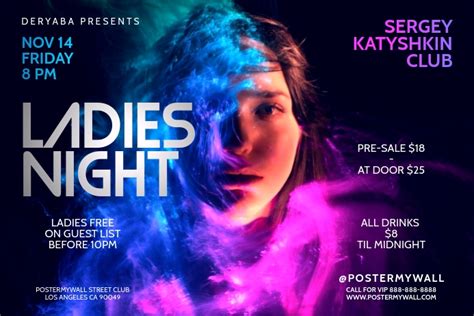 Ladies Night Party Landscape Poster Flyer Template | PosterMyWall