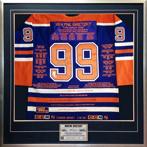 Wayne Gretzky Framed Blue Career Jersey #1 of 99 - Autographed ...