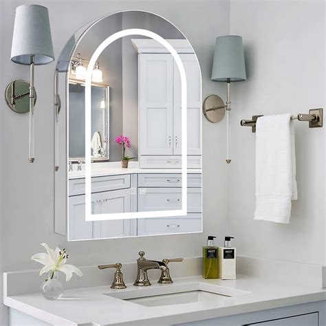 Chende Arched Medicine Cabinet Mirror, 20''x30'' Lighted Medicine ...