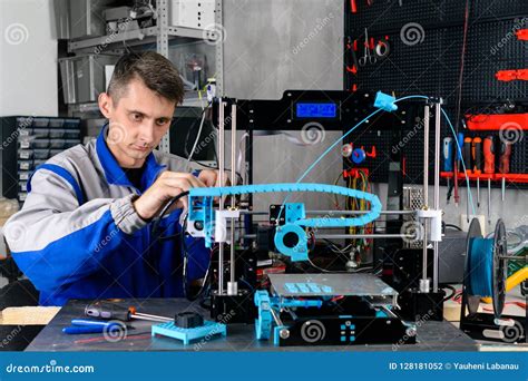 Young Designer Engineer Using a 3D Printer in Laboratory Stock Photo - Image of model ...