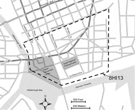 Map of Tampa's Central Business District showing the locations of the ...