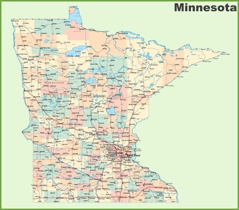 Road map of Minnesota with cities | Minnesota state, Poster pictures ...