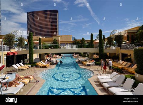 Pool area five-star hotel casino Wynn and Encore, Las Vegas, Nevada, the United States of ...