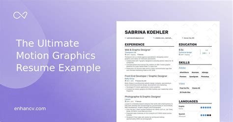 Motion Graphics Designer Resume Examples Guide & Pro Tips | Enhancv (Layout, Skills, Keywords ...