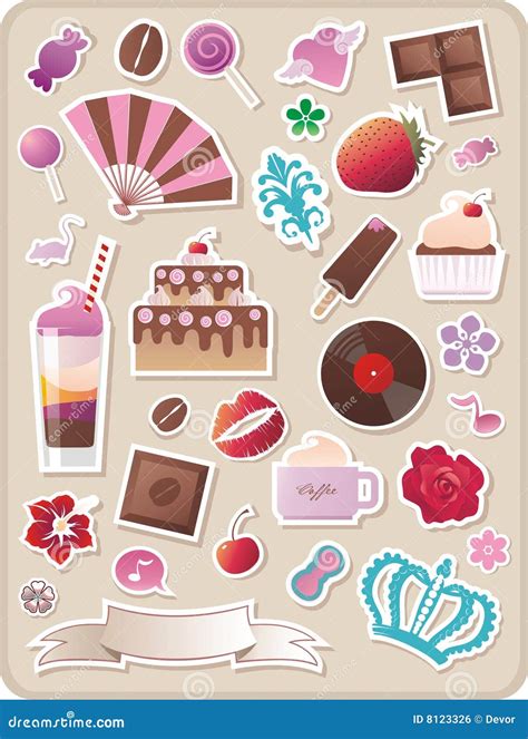 Cute Sweet Stickers Royalty Free Stock Image - Image: 8123326