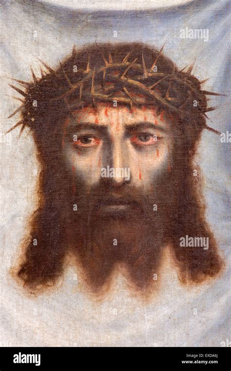 GRANADA, SPAIN - MAY 31, 2015: The face of Jesus Christ paint as the ...