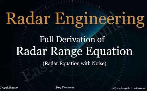 Radar Range Equation | Radar Range Equation Derivation - EASY ELECTRONICS