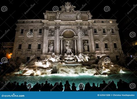 Fontana Di Trevi by Night - Rome Stock Photo - Image of rome, italy ...