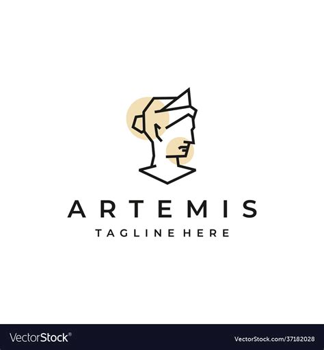 Goddess greek artemis line art logo design Vector Image