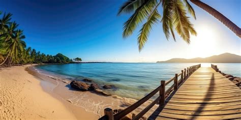 Premium AI Image | Nature panoramic landscape Amazing Panorama sandy tropical beach with ...